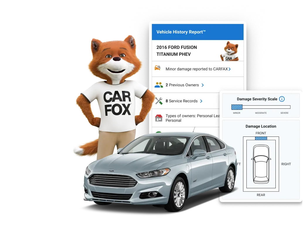 Carfax Fox standing next to report sample